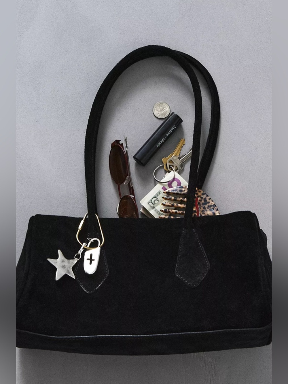 883. FREE PEOPLE Sierra Suede Shoulder Bag in Black NWT $78 - Picture 6 of 7